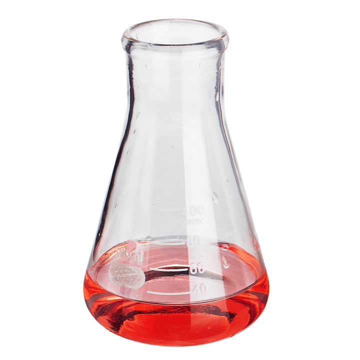 100Ml Lab Glass Erlenmeyer Conical Flask Bottle W/ Rim Borosilicate Laboratory Glassware - MRSLM