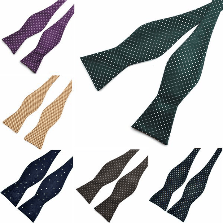 Pensee Men'S Bow Ties Casual Polka Dot Paisley Jacquard Woven Silk Neckties Accessory - MRSLM