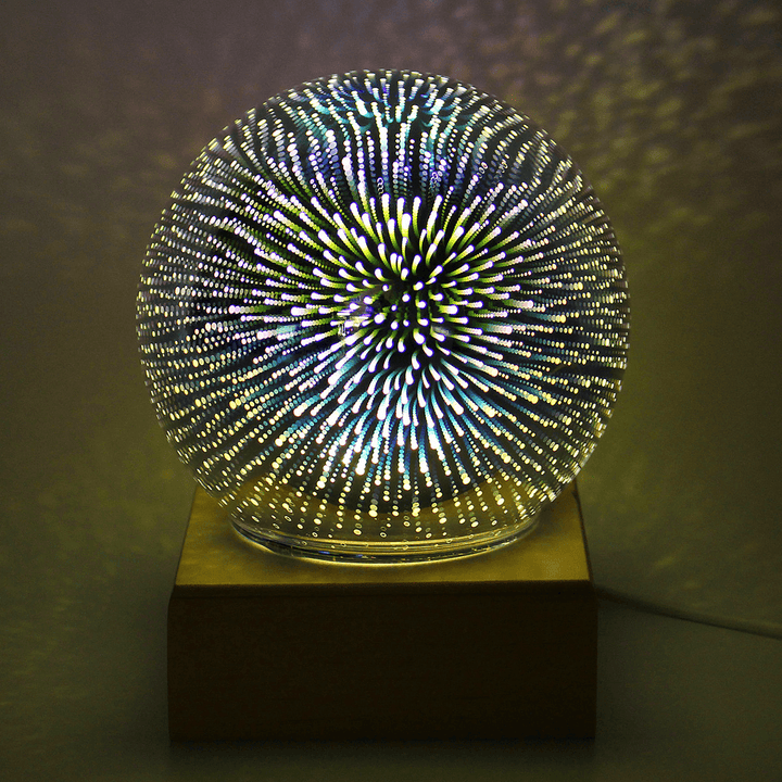 3D USB Magic Base Glass Ball Sphere Lightning Lamp Night Light Party Festival Firework - MRSLM