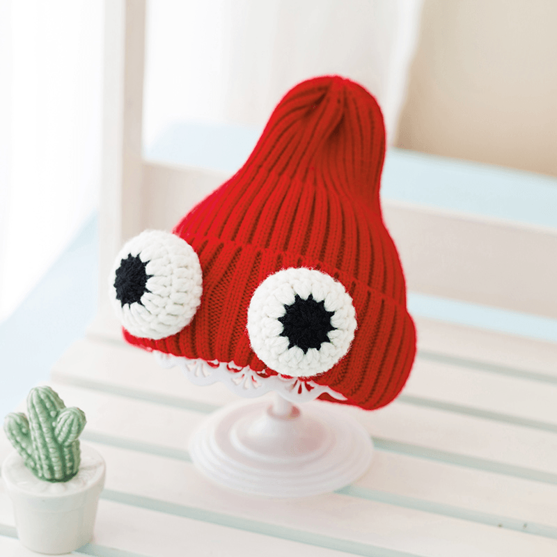 Autumn and Winter Baby Hats Korean Version of Big Eyes Girls Knitted Hats Boys Ear Protection Warm Hats Children'S Woolen Hats - MRSLM