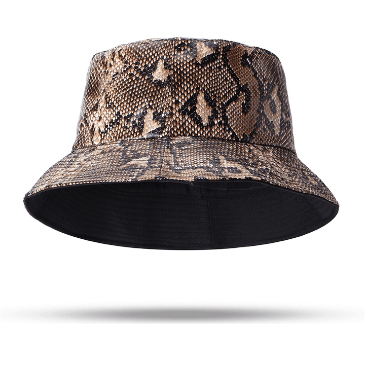 Unisex Snake Pattern Bucket Hat Double-Sided Bucket Hat Wearable Sun Shade Fisherman Hat - MRSLM