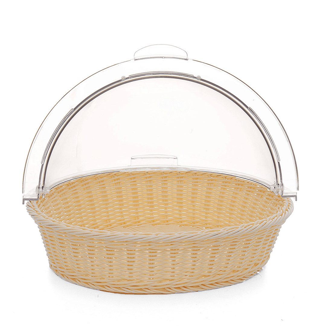 Round Home Kitchen Storage Basket Bread Fruit Cookie Display Container Holder Dome Lid for Food Storage - MRSLM