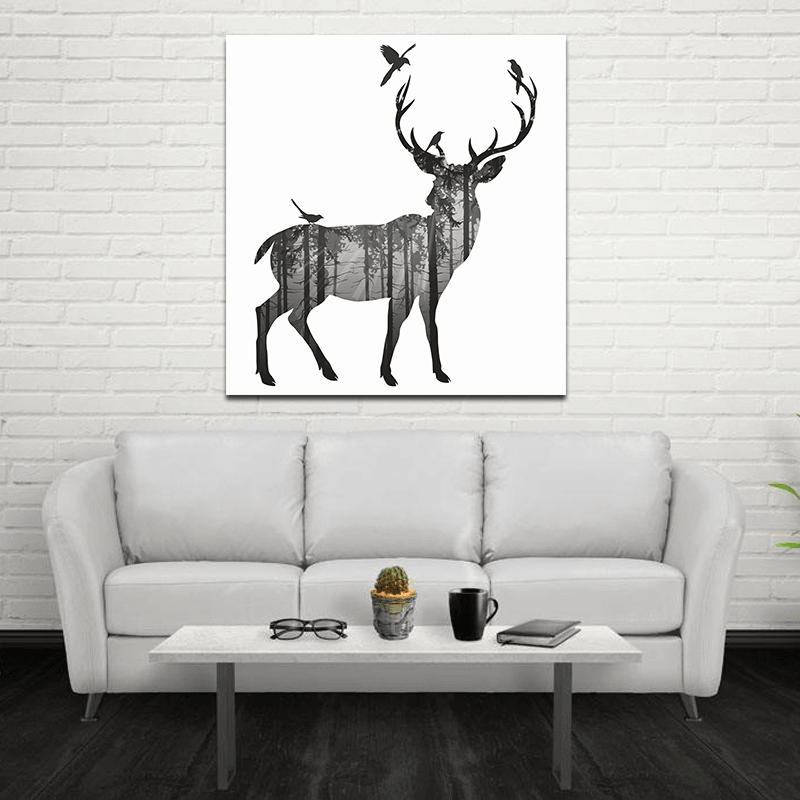 Miico Hand Painted Oil Paintings Simple Style-C Side Face Deer Wall Art for Home Decoration Paintings - MRSLM