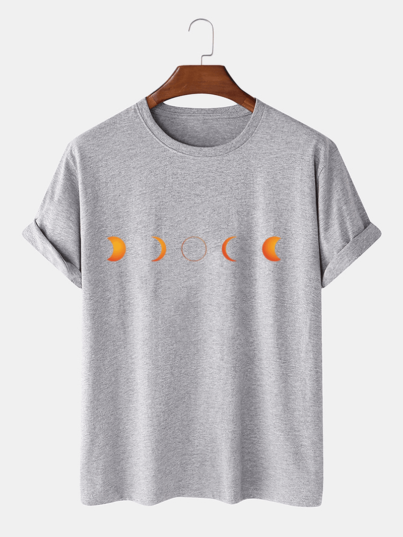 Cotton Designer Lunar Eclipse Print Breathable Short Sleeve T-Shirts - MRSLM