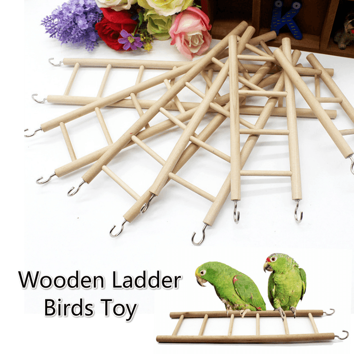 3/4/5/6/7/8 Wooden Ladder Swing Scratcher Climbing Ladder Hamsters Parrot Toys Pet Supplies - MRSLM