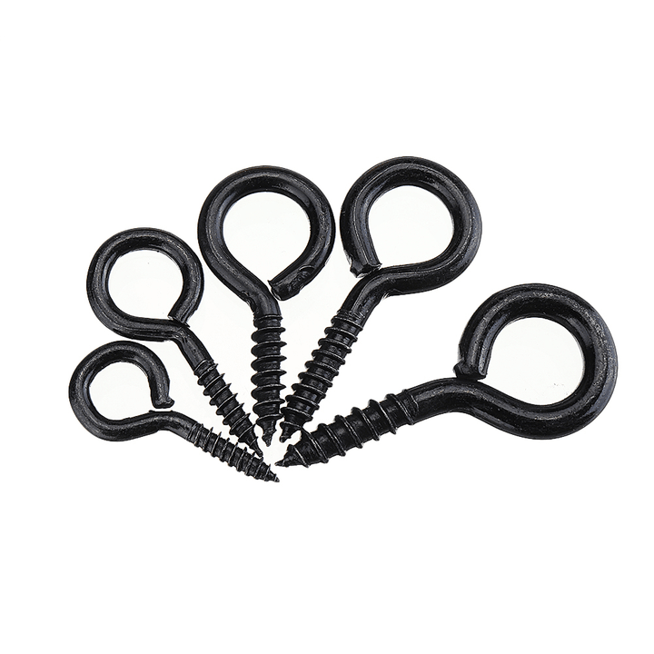 44Pcs Screw Eyes Zinc Plated Self Tapping Thread Eye Bolt Ring Hooks with Expansion Pipe Black - MRSLM