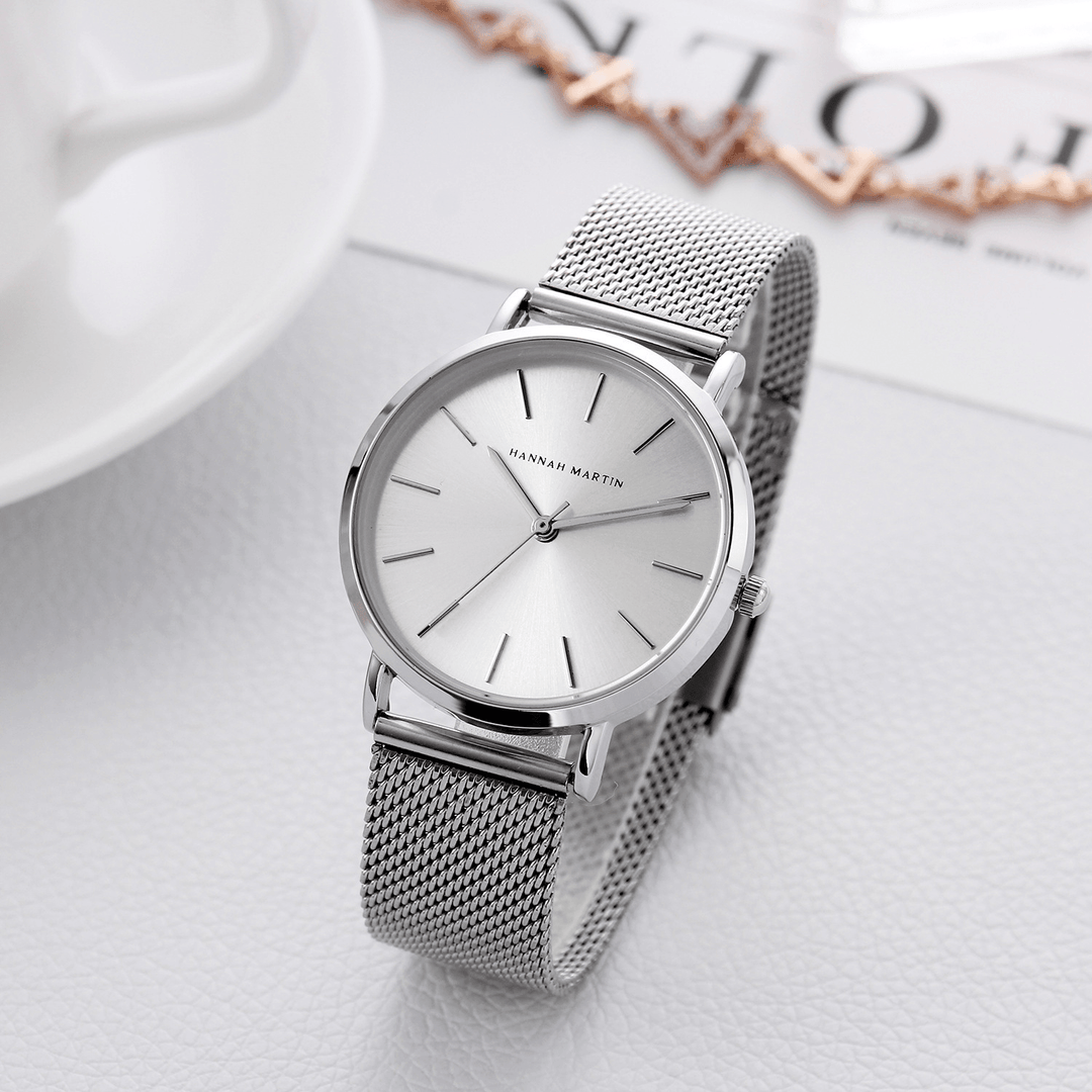 Hannah Martin CC36 Simple Women Watch Elegant Metal Case Stainless Steel Strap Female Quartz Watch - MRSLM