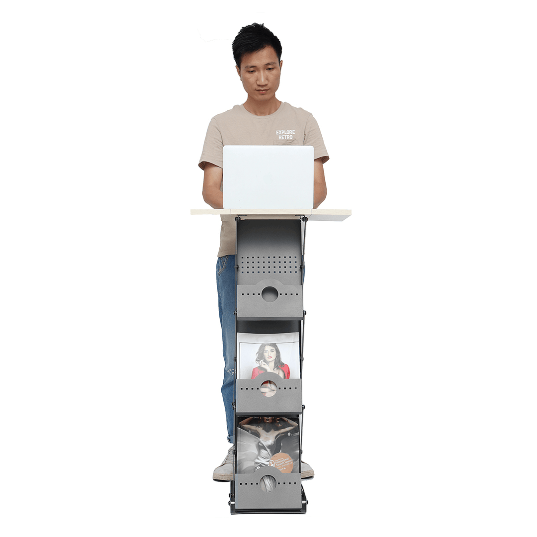 A4 Portable Adjustable Literature Stand Laptop Desk Folding Exhibition Stand Floor Brochure Display Stand Portable Magazine Table - MRSLM