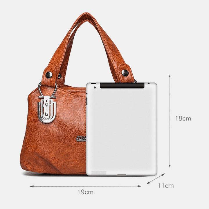 Women Faux Leather Retro Business Shopping All-Match Large Capacity Multi-Carry Handbag Tote Crossbody Bag - MRSLM