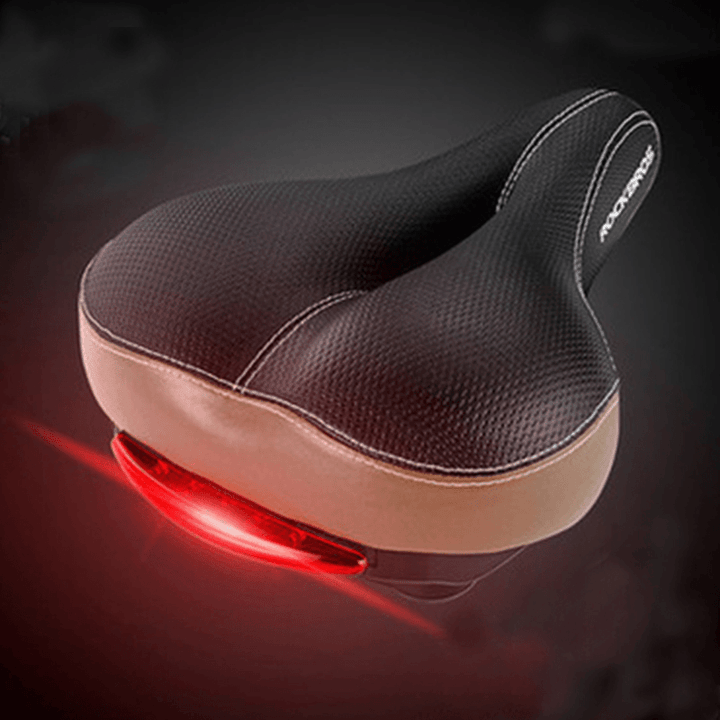 ROCKBROS Bike Saddle with Rear Light Waterproof Bike Seat MTB Light MTB Road Bike Cycling Saddle - MRSLM