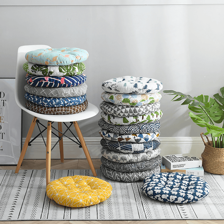 Nordic Print round Cotton Chair Cushion Soft Pad Dining Home Office Patio Garden - MRSLM