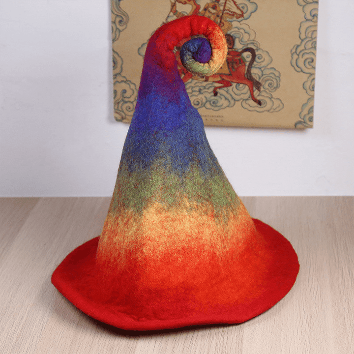 Handmade Wool Felt Hat Autumn and Winter Funny Elf Wizard High Hat - MRSLM