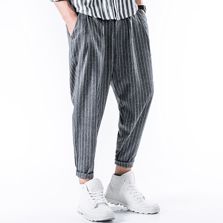 Striped Printed Cotton Harem Pants - MRSLM