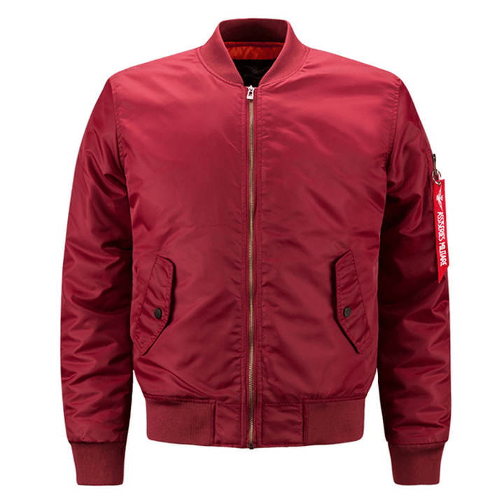 Mens Spring Autumn Flight Jacket Pure Color Bomber Jacket - MRSLM