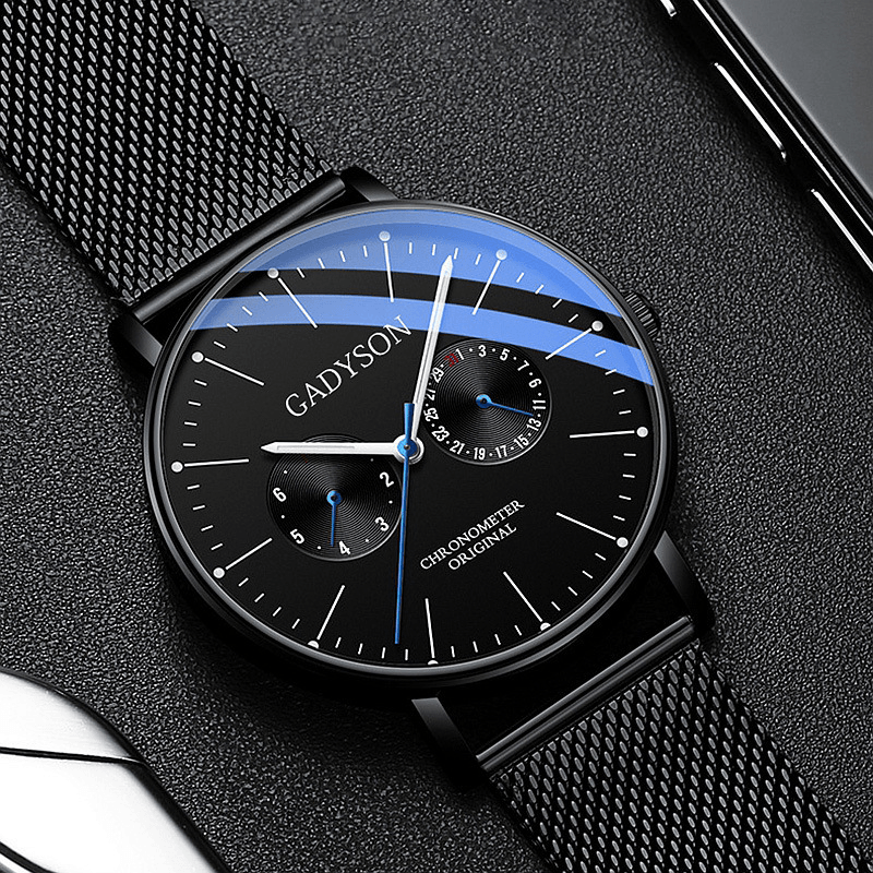 GADYSON A0101 Fashion Men Watch Luminous Display Metal Mesh Belt Business Ultra-Thin Quartz Watch - MRSLM