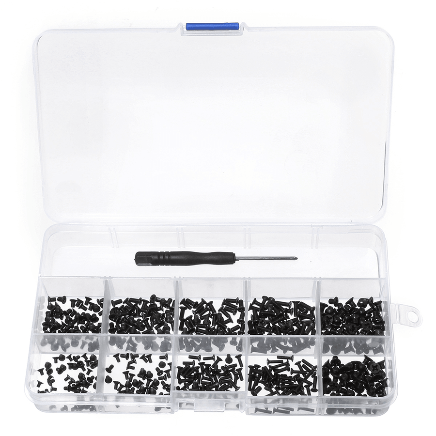 500Pcs Universal Laptop Notebook Computer Flat Head Screw Assortment Kit with Screwdriver - MRSLM