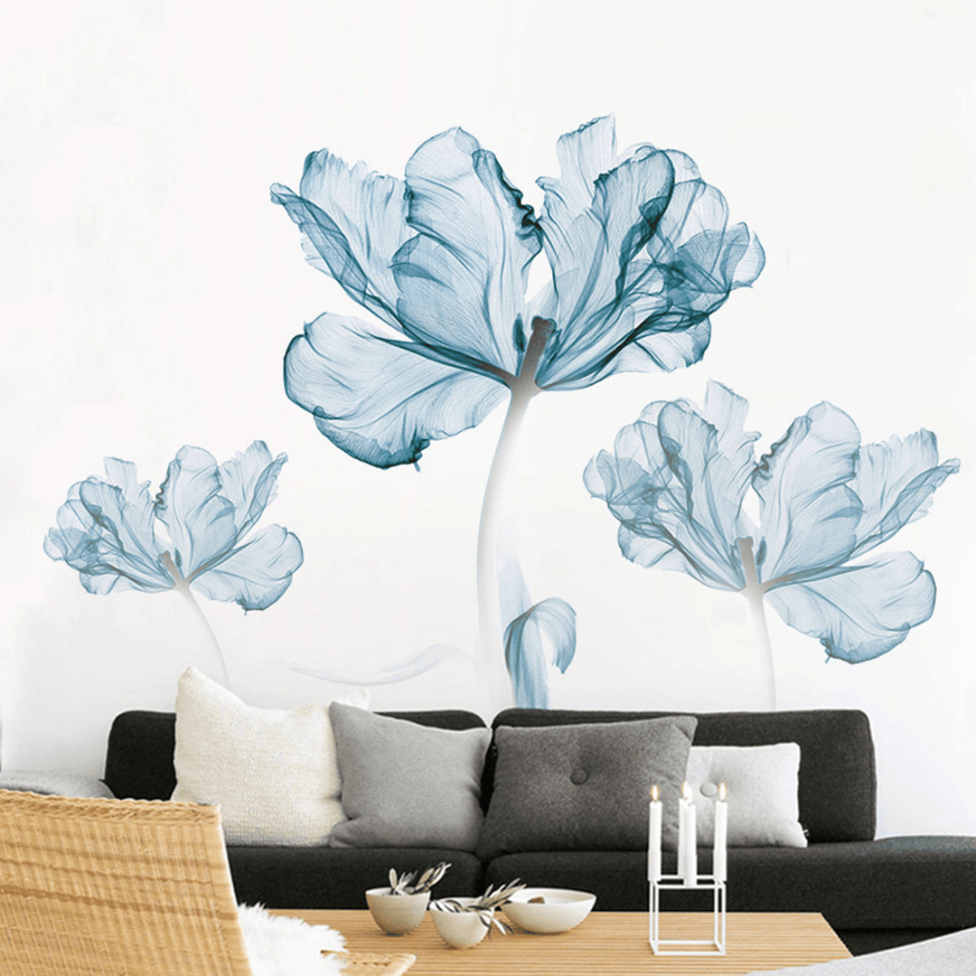 2Pcs Large Blue Flower DIY Wall Sticker Art Stickers Vinyl Quote Decal Home Decor - MRSLM