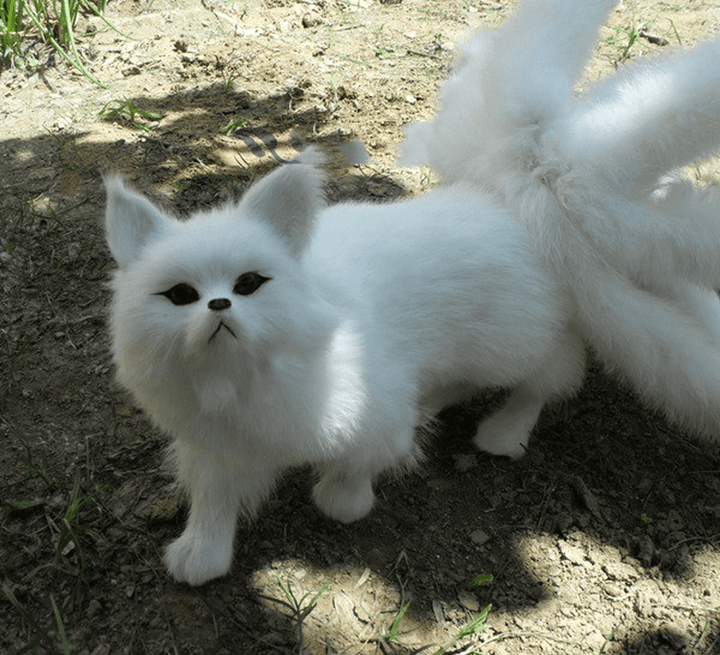 Simulation Nine-Tailed Medium Fox Standing White - MRSLM