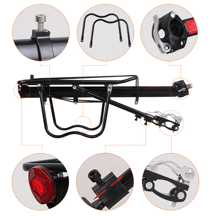 BIKIGHT Bike Rear Rack Aluminum Alloy Bike Luggage Carrier Holder Rear Seat Post Mount Bike Accessories for Adult Bikes - MRSLM