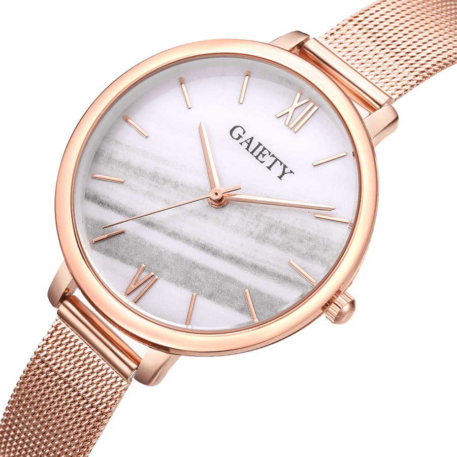 GAIETY G574 Colorful Rose Gold Steel Band Ladies Wrist Watch Ultra Thin Quartz Watch - MRSLM