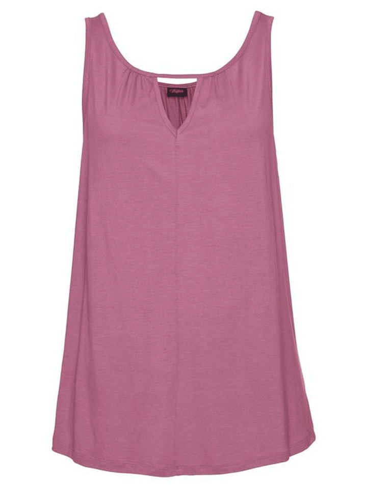 Women Solid Color V-Neck Sleeveless Tank Tops - MRSLM