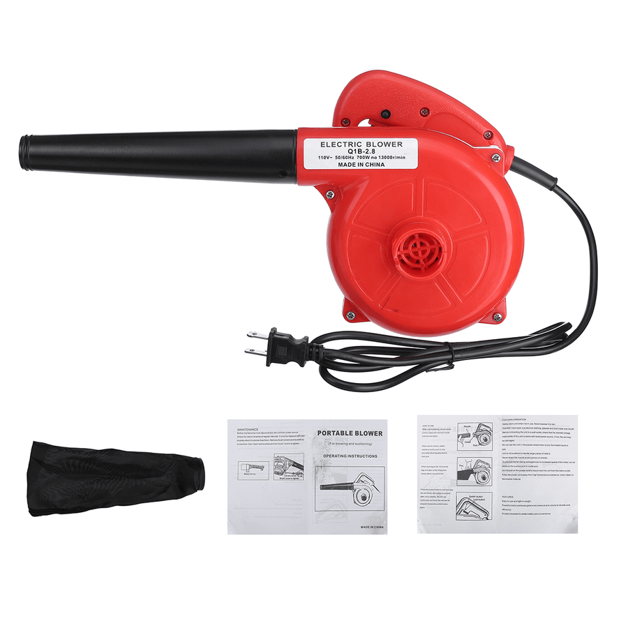 2 in 1 700W Corded Electric Handheld Air Leaf Blower Vaccuum Cleaner Duster Inflator - MRSLM