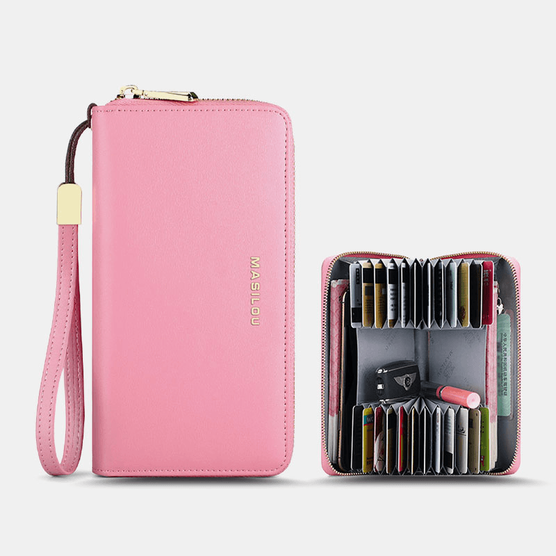 Women Long Large Capacity Genuine Leather Wallet Simple RFID Anti-Theft 6.5 Inch Clutch Wallet Multi-Card Slots Card Holder Purse - MRSLM