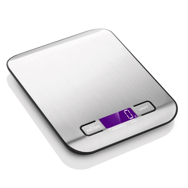 5/10Kg Digital Multi-Function Food Kitchen Scale Stainless Steel Fingerprint-Proof Finish Platform with LCD Display Baking Scale for Cooking Baking - MRSLM