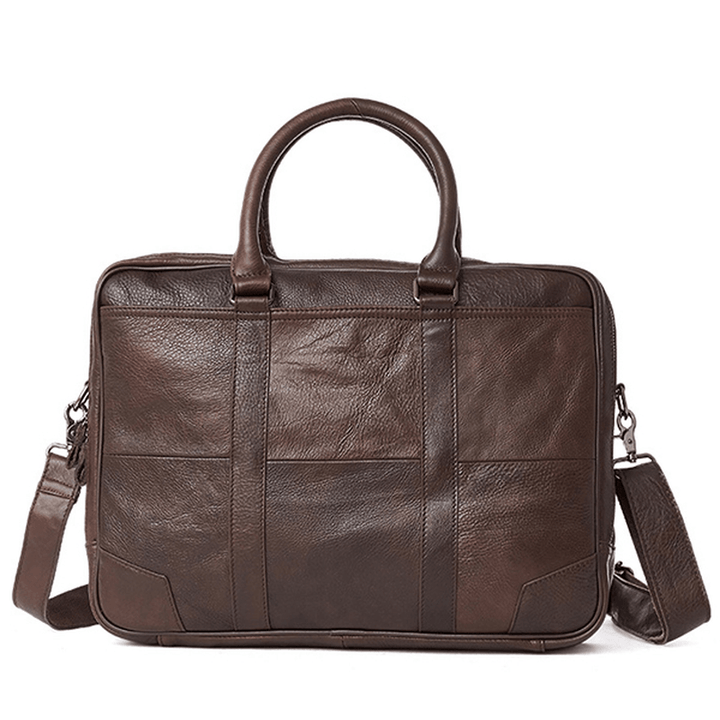 Genuine Leather Business Laptop Bag Briefcase Crossbody Bag - MRSLM