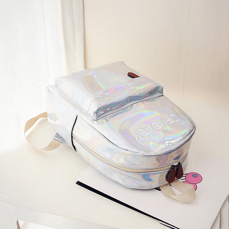 Women Reflective Laser Letter Personality Handbag Backpack - MRSLM