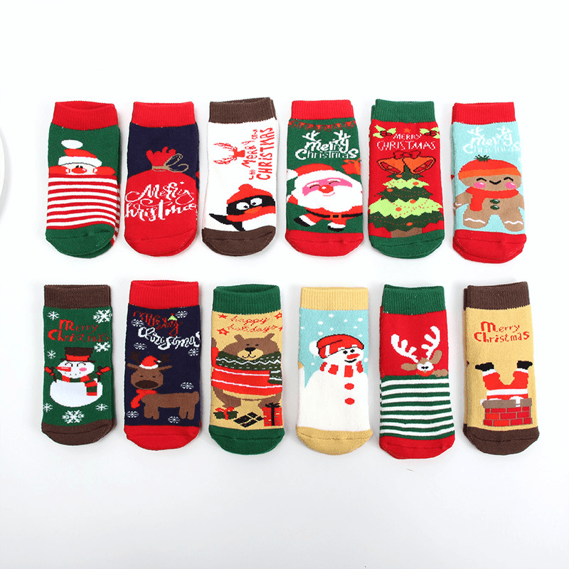 Children'S Christmas Socks Thicken Cartoon Baby Socks Children'S Cotton Socks - MRSLM