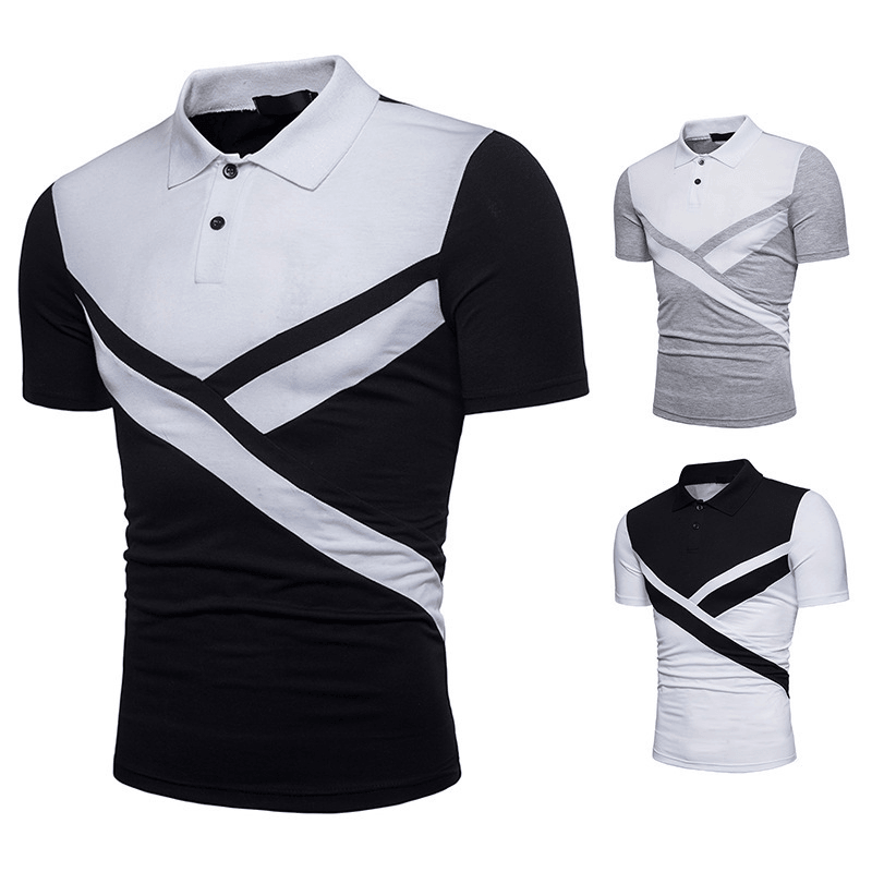 Irregular Stitching Short-Sleeved T-Shirt Polo Shirt - MRSLM