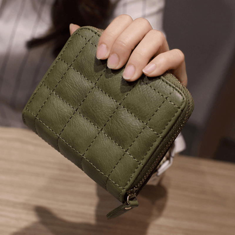 Women Quilted Zipper Short Wallet Girls Cute Mini Purse - MRSLM