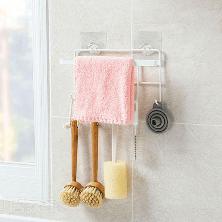 Kitchen Tissue Storage Holder Towel Rack Hook Holder Bathroom Shelf Hanging - MRSLM