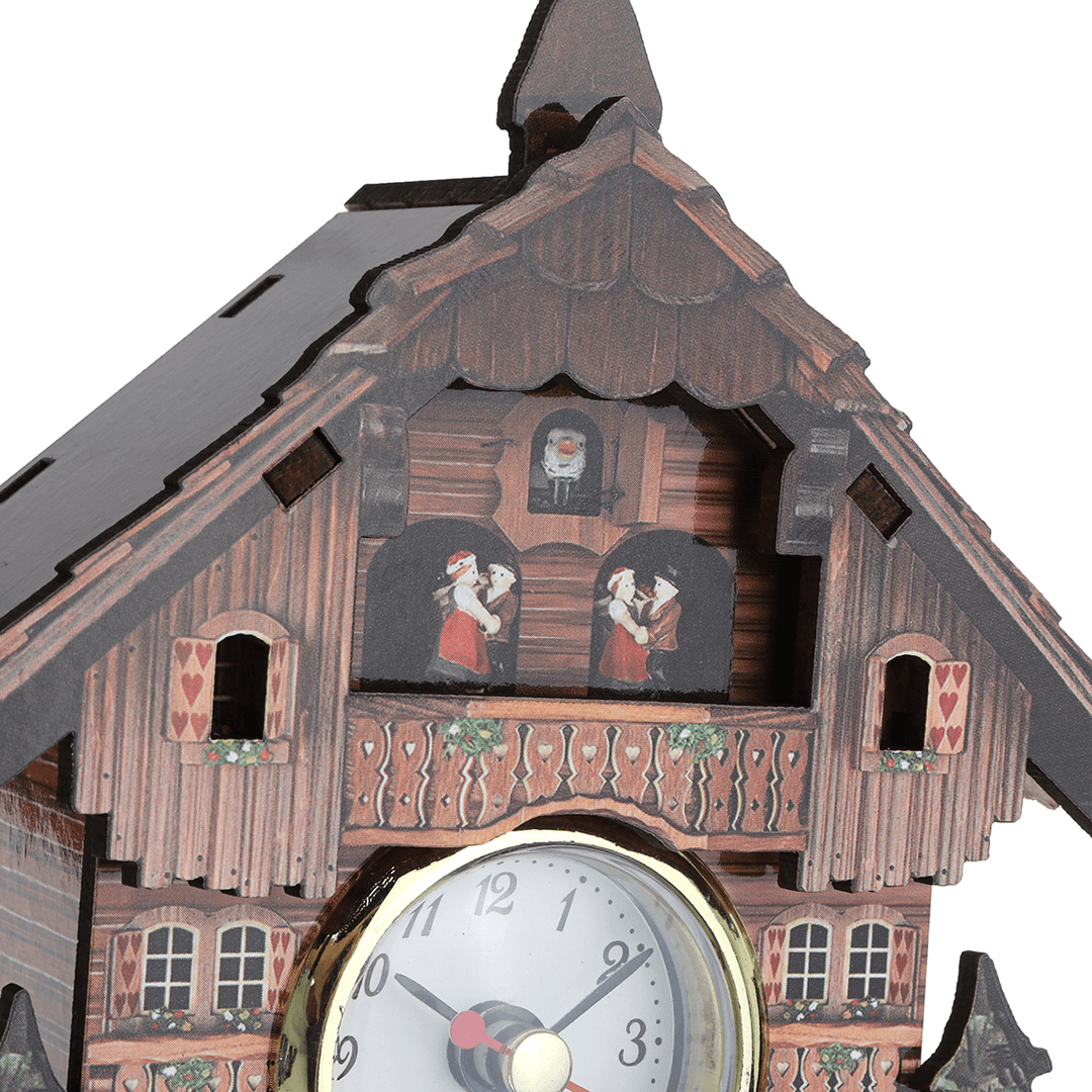 Cuckoo Clock Mount Wooden Wall Clock Analog Auto Swinging Pendulum Home Decorations - MRSLM