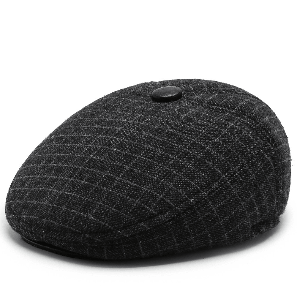 Men'S Forward Hat Cotton Hemp Breathable Big Head Fashion British Retro Men'S Winter Ear Protection Thickened Beret - MRSLM