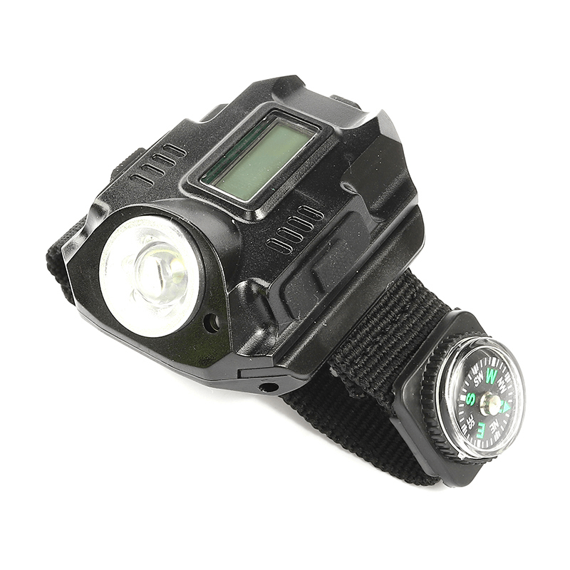 XANES 3 in 1 Outdoor Multifunctional LED Wrist Watch Flashlight Compass Laser Light Cycling Running Mountaineering Night Light - MRSLM