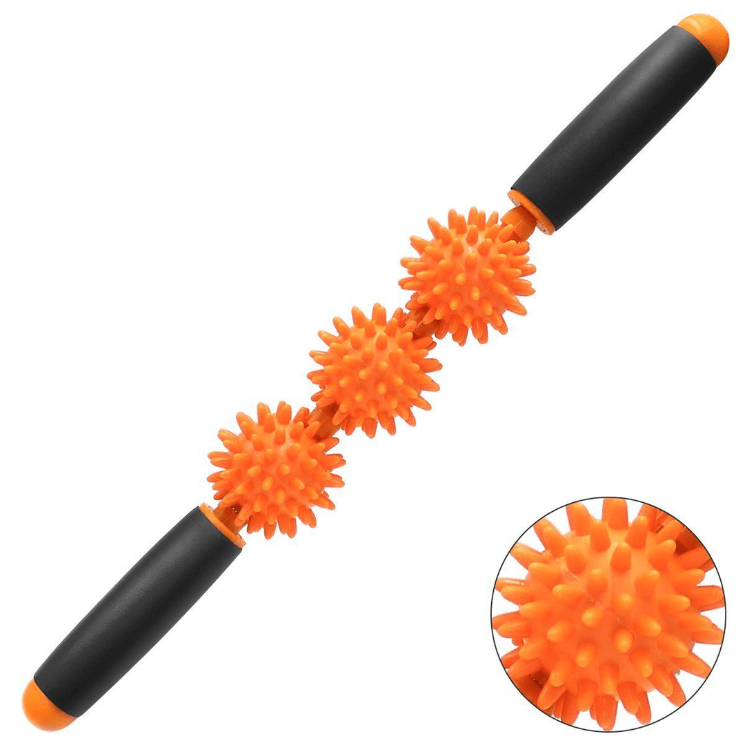 KALOAD 3-Balls Massage Stick Thorn Muscle Massage Roller Yoga Ball Fitness Fatigue Relaxion Tool - MRSLM