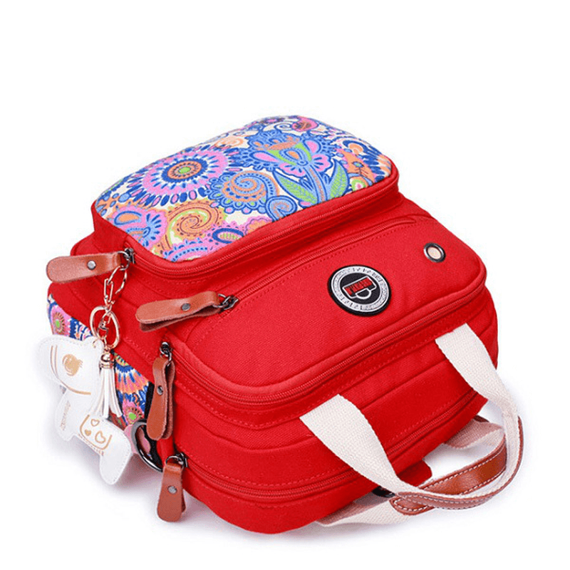 Women Canvas Large Capacity Light Weight Multifunction Travel Outdooors Crossboby Bag Backpack - MRSLM