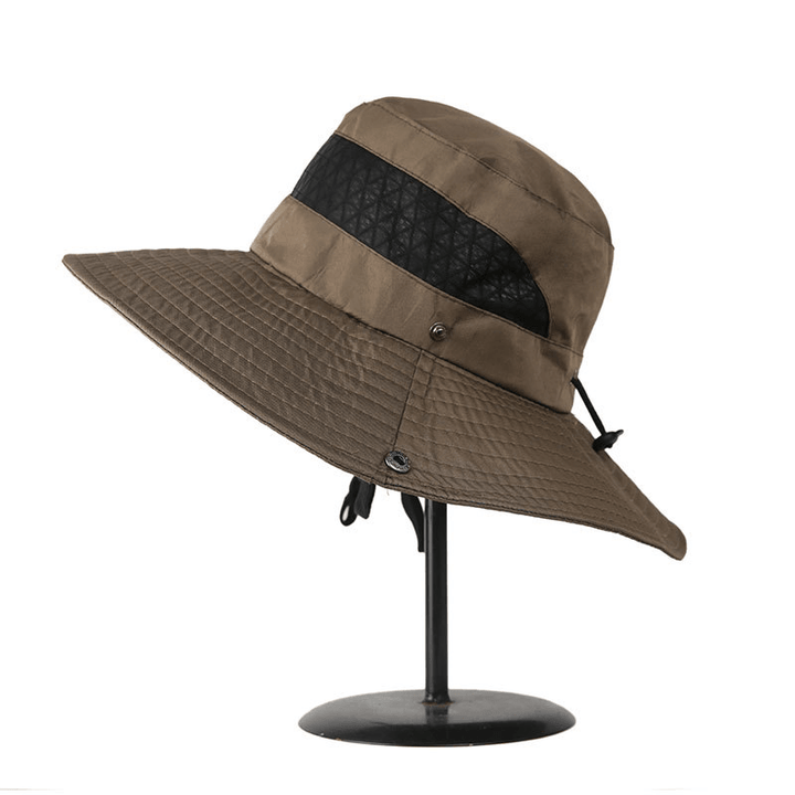 Solid Color Men'S Sun Outdoor Fishing Hat Wide Eaves Uv Proof Beach Women'S Bucket Hat - MRSLM