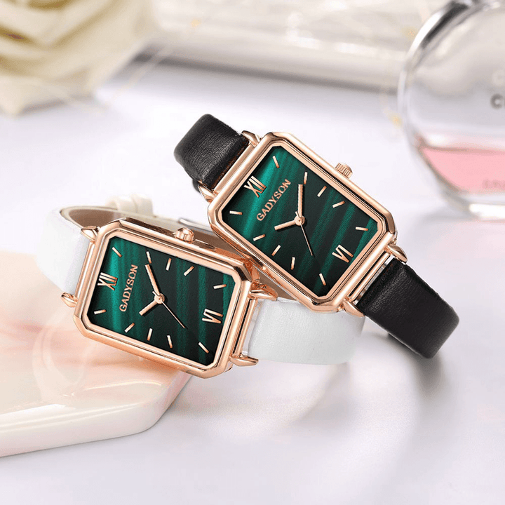 GADYSON A0706 Fashion Women Watch Elegant Small Square Dial Leather/Stainless Steel Female Quartz Watch - MRSLM