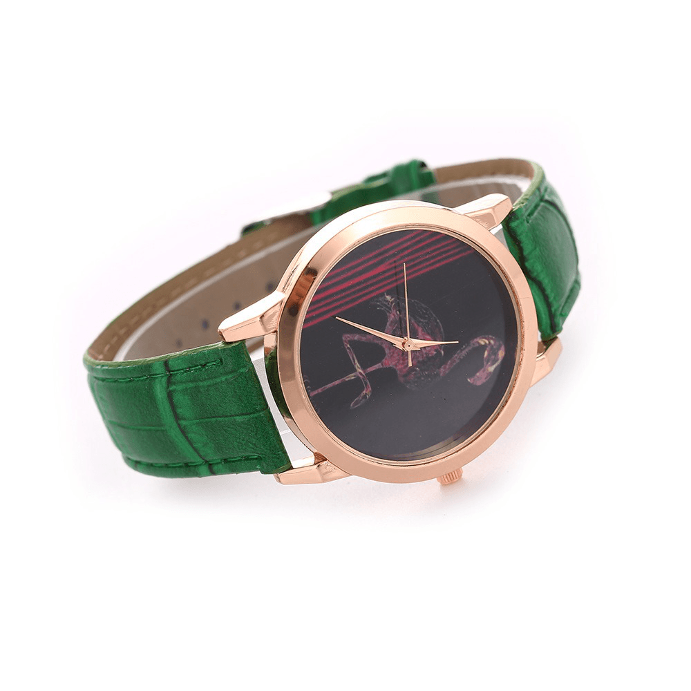 Red-Crowned Crane Pattern Colorful Leather Strap Fashion Men Quartz Watch - MRSLM