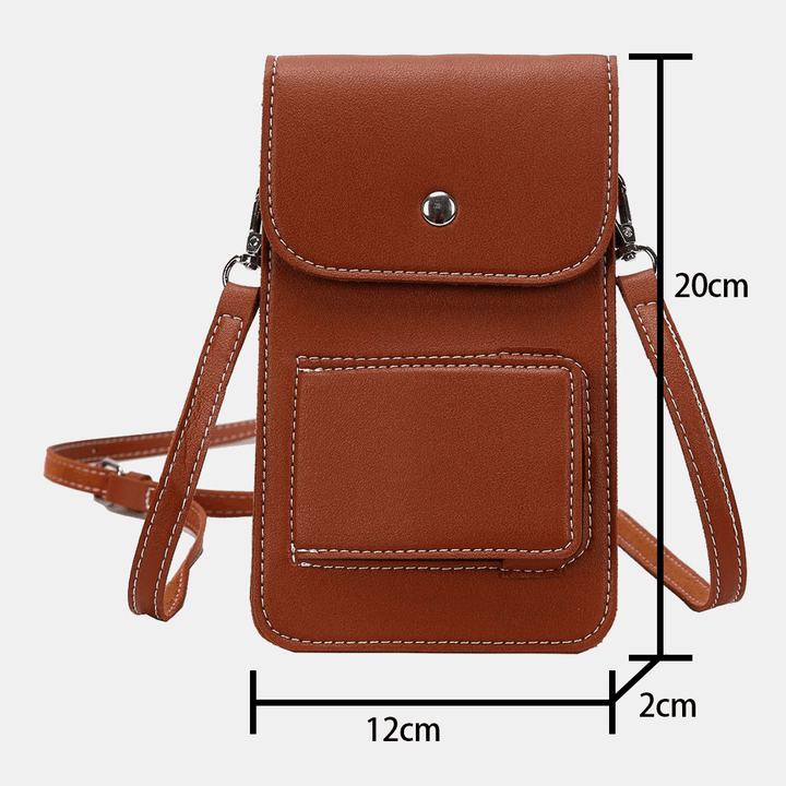 Women PU Soft Leather Waterproof Transparent Touch-Screen Phone Bag Crossbody Bag Shoulder Bag - MRSLM