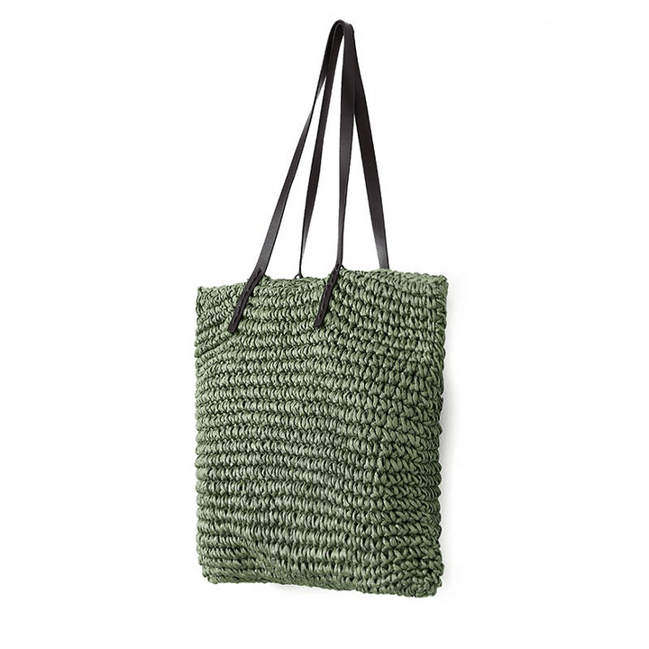 Outdoor Portable Straw Weave Handbag Tote Beach Bag Pack Pouch Shoulder Bag - MRSLM