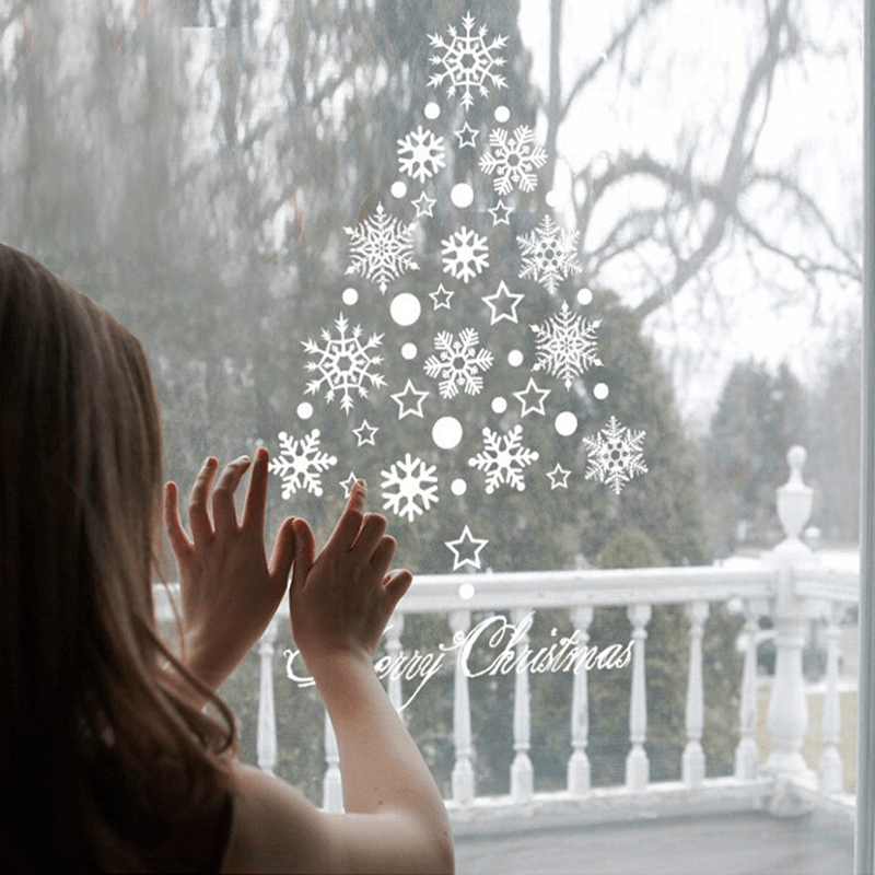 Miico SK6012 Christmas Sticker Snowflake Pattern Wall Stickers for Home Decoration Removable - MRSLM