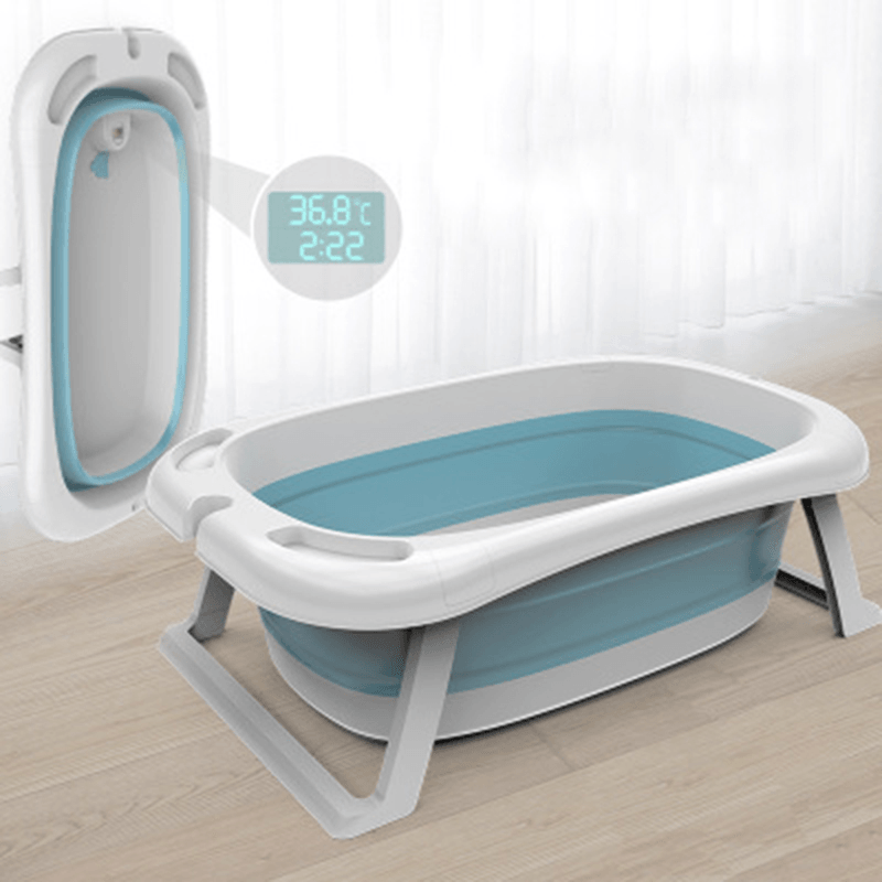 Beizhi Foldable Baby Bathtub with Electronic Temperature Universal Bath Barrel Large Size for Children - MRSLM