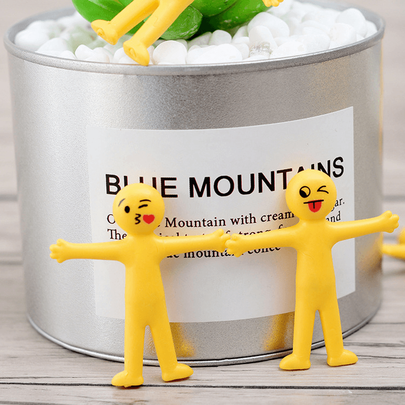 Smiley Face EMOJI Stretchable Little Yellow Man Yellow Villain Creative Tpr Decompression Toy Fold Soft Rubber Vent Doll - MRSLM