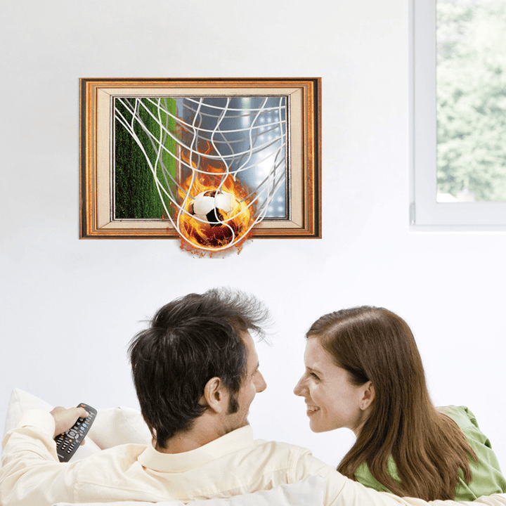 Miico Creative 3D Fire Football Frame PVC Removable Home Room Decorative Wall Floor Decor Sticker - MRSLM