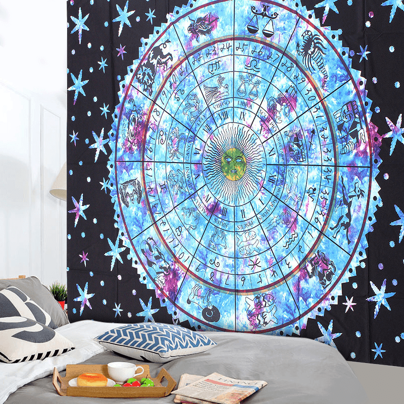 Zodiac Indian Fshion Tapestry Wall Hanging Bohemian Bedspread Art Decor - MRSLM