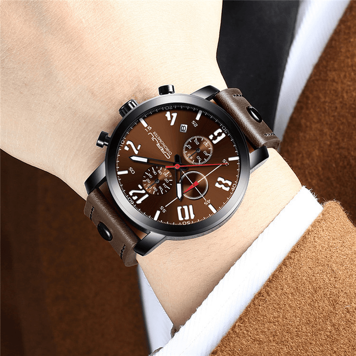 CRRJU 2215 Chronograph Casual Style Men Wrist Watch Luminous Display Quartz Watch - MRSLM